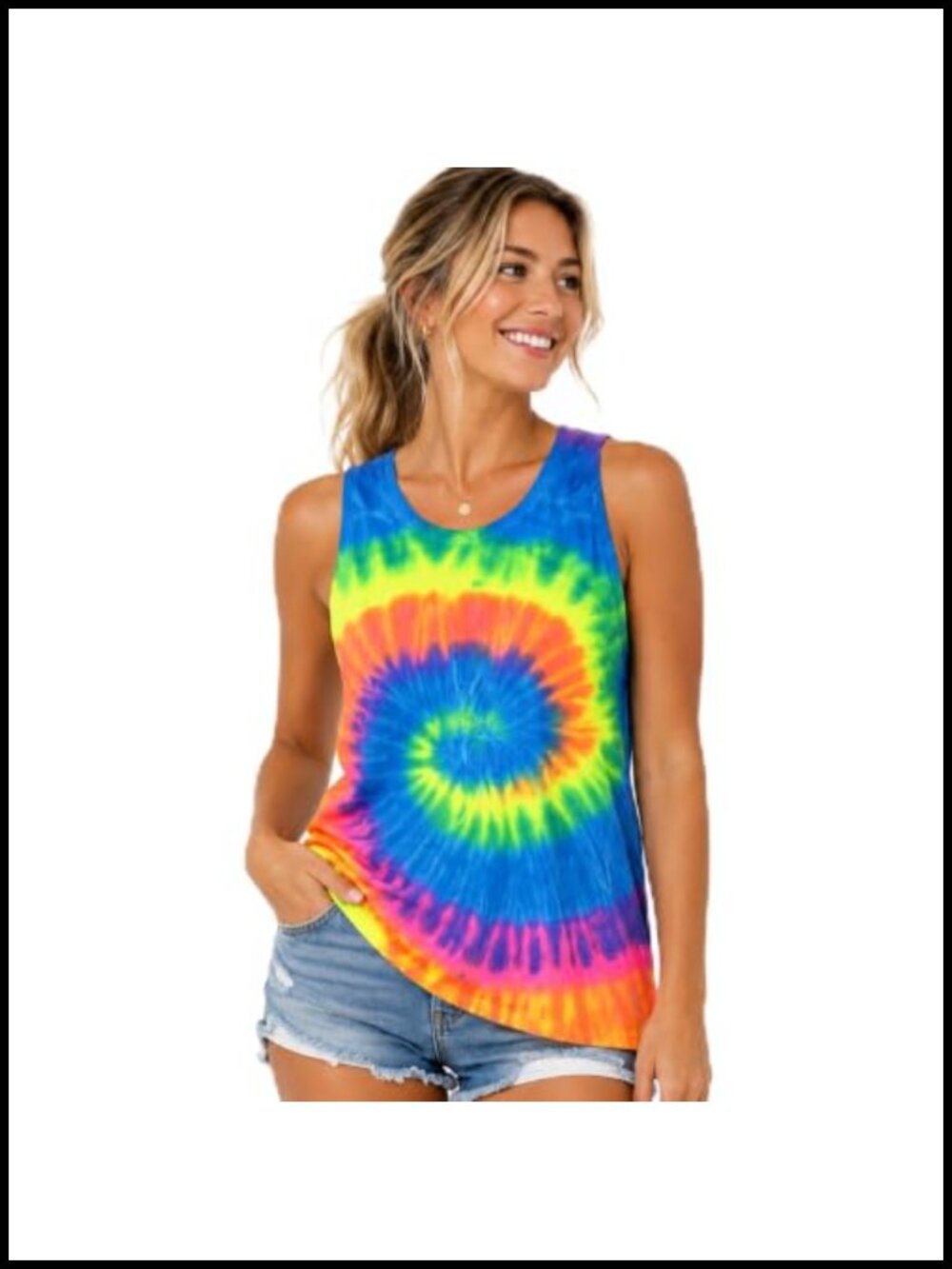 Unisex Tie Dye Tank Top Spiral Sleeveless Summer Festival Beach Wear